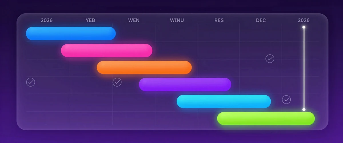 Animated video production stages and timeline on a Gantt chart